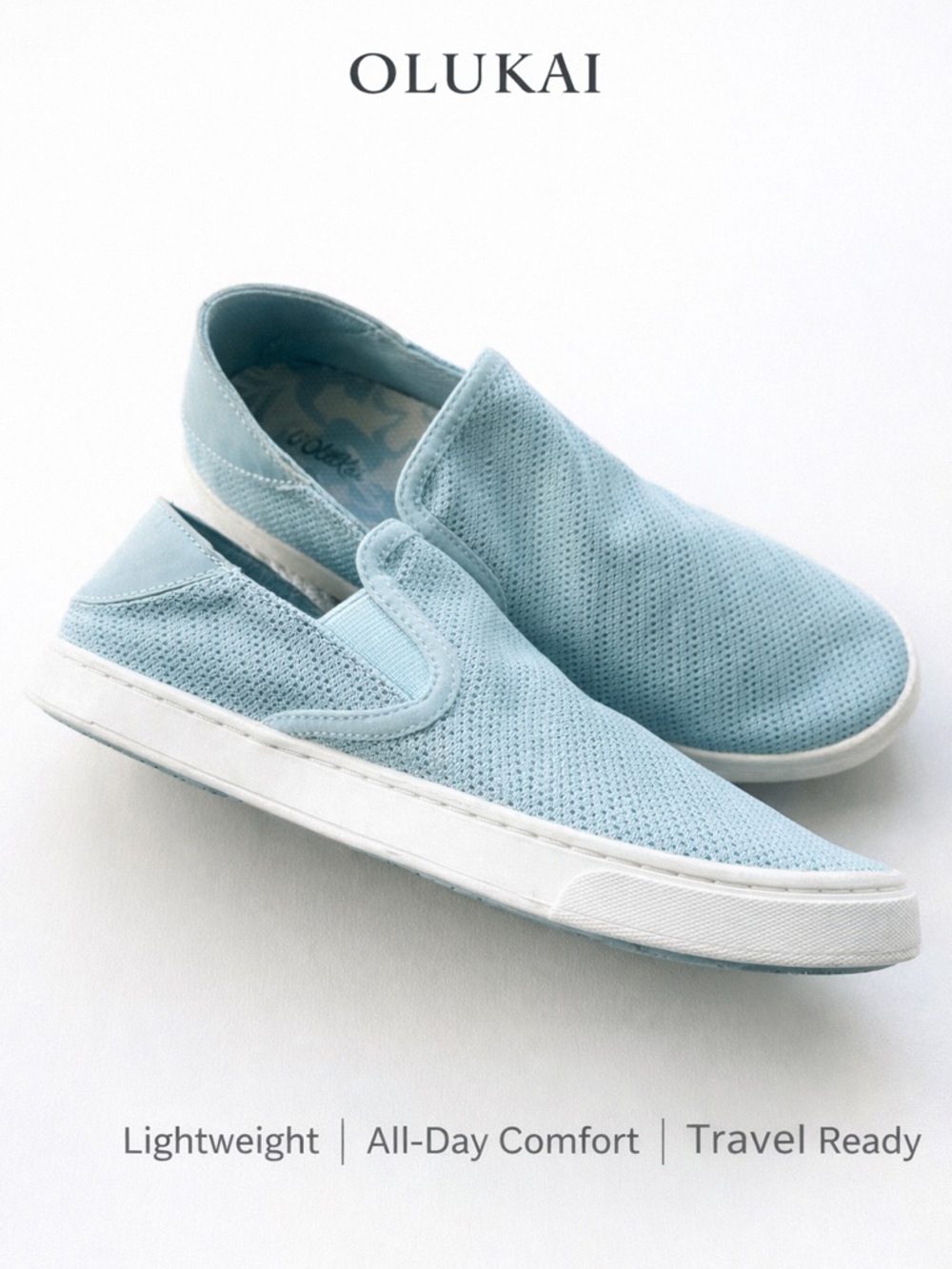 OluKai Pehuea Slip On Sneakers Blue Mesh Comfort Casual Women 8